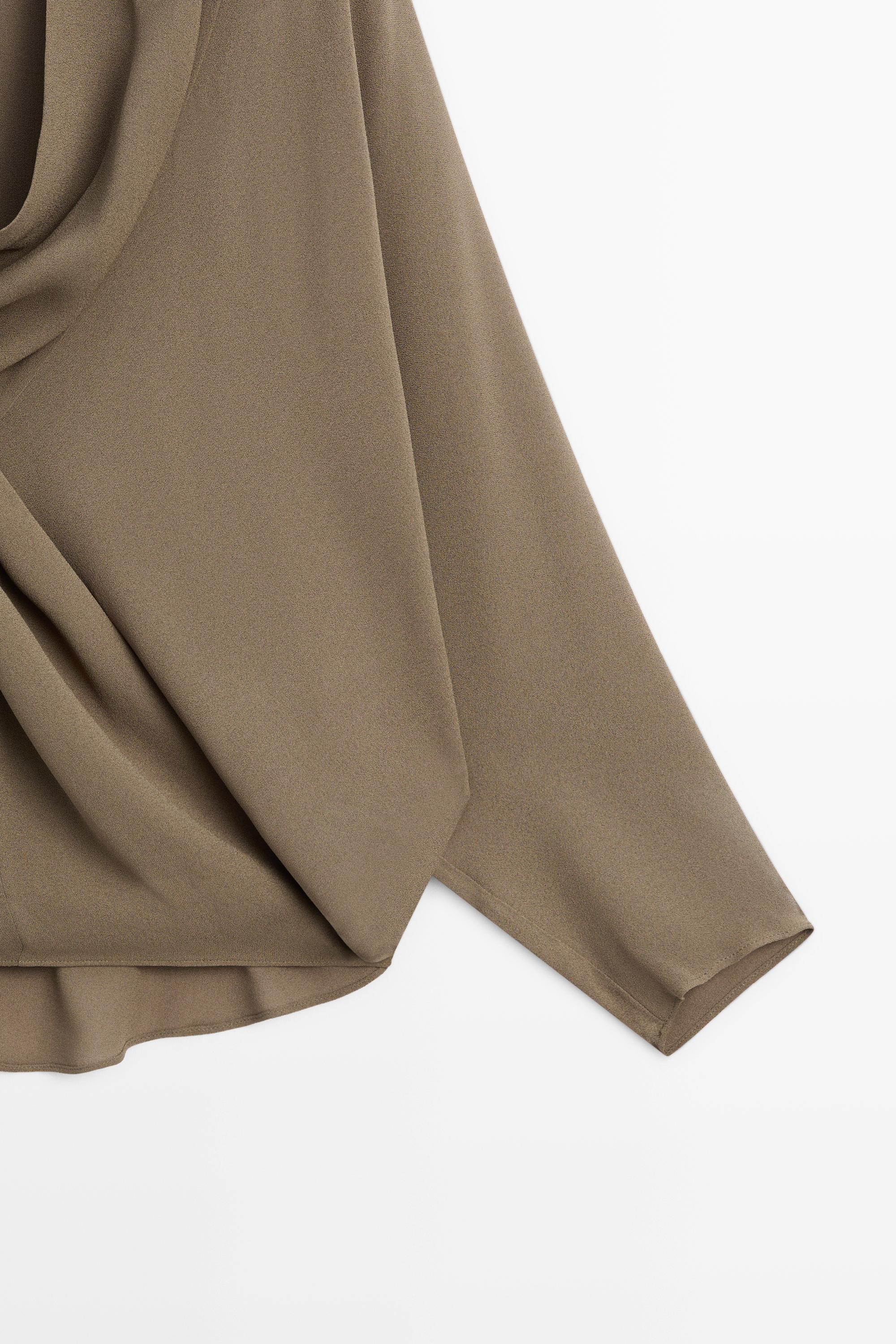 Flowy surplice draped neckline shirt